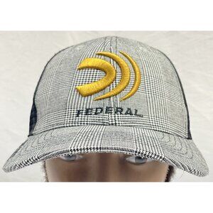 Federal 2021 Baseball adjustable Truckers Cap Black & White Plaid 3D Logo Rare